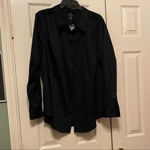 New-Lane Bryant Button Down Black Blouse